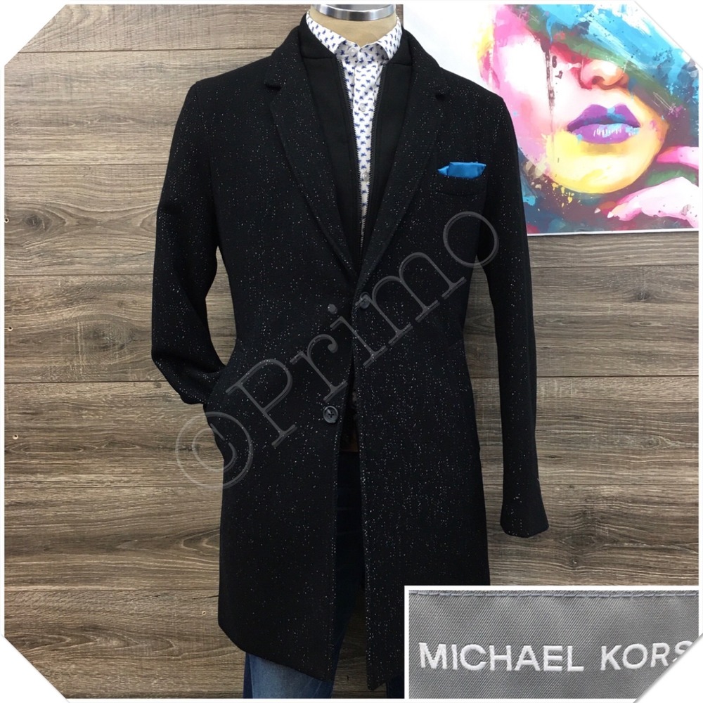 MICHAEL KORS Mens Wool Overcoat Long Coat Jacket Wool Size 40R Casual Blazer